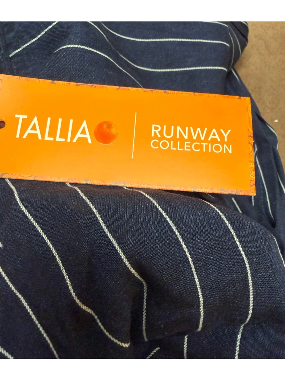 Men's Navy Pinstripe Trousers Tallia